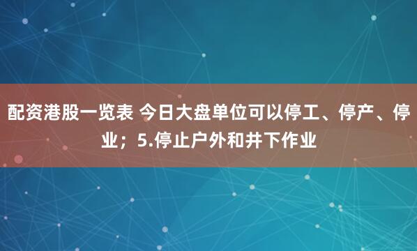 配资港股一览表 今日大盘单位可以停工、停产、停业；5.停止户外和井下作业
